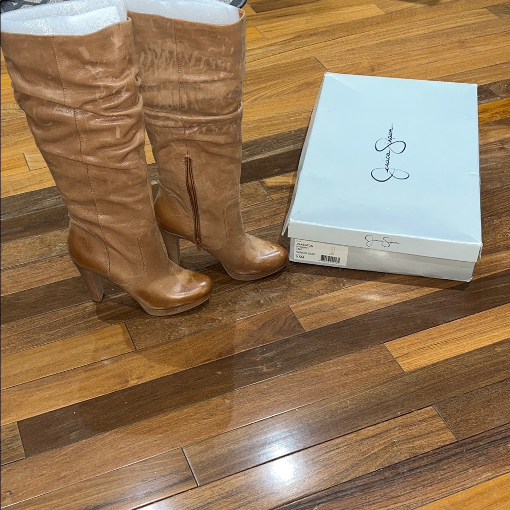 NIB Jessica Simpson Tan/Winter Haze Keaton Size 9 1/2 Platform Tall Boots